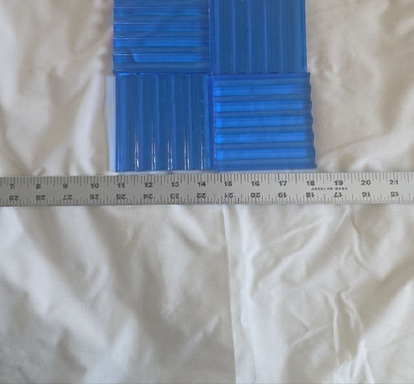 Blue Ribbed Glass Coasters - Picture 2 of 3